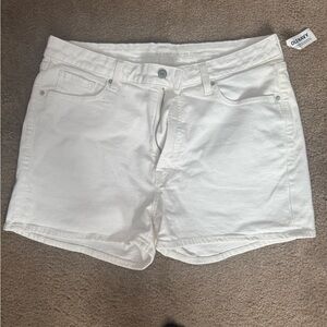 NWT Old Navy White Jean Shorts Distressed Hem SIZE 16 OG straight high rise